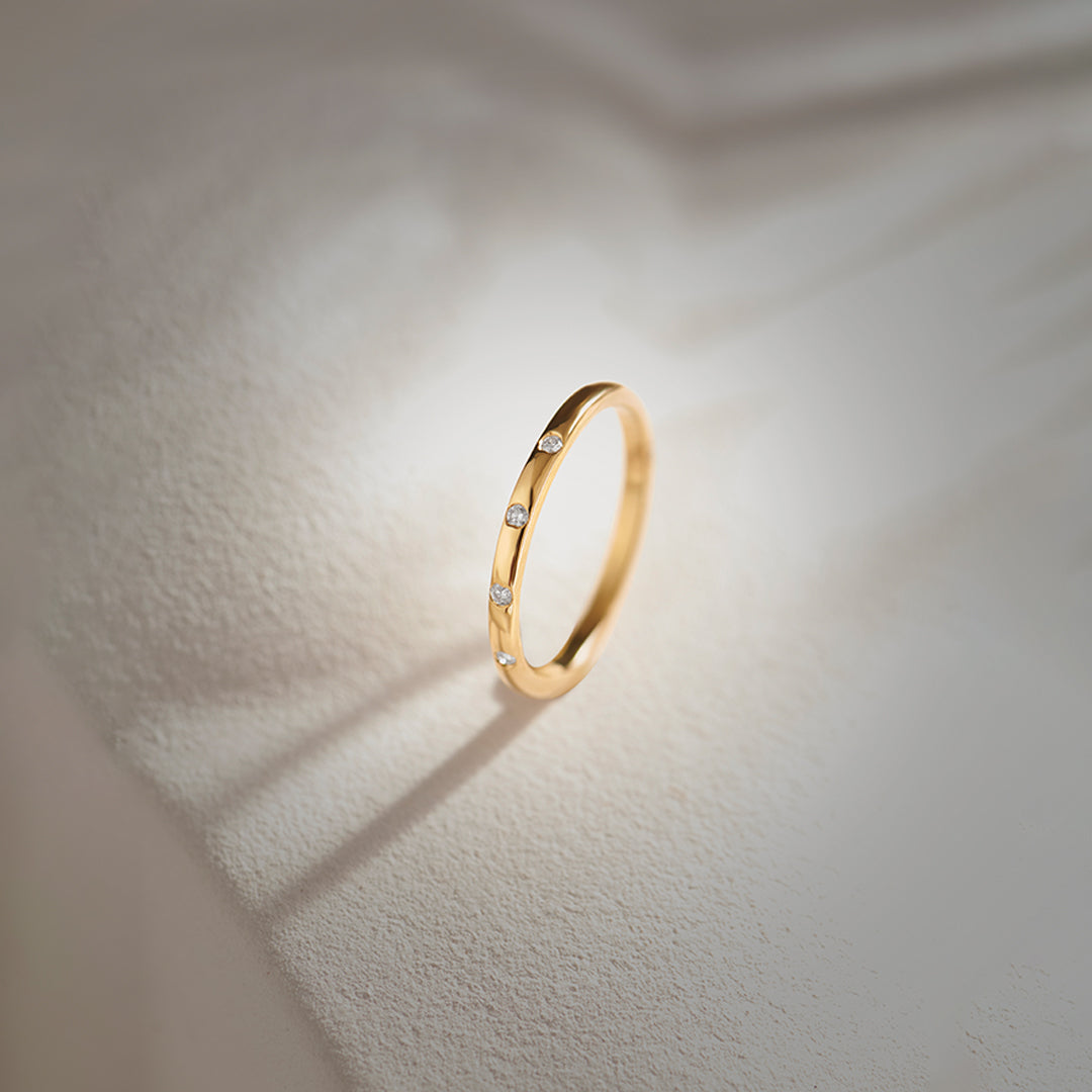 Stackable Station Diamond Band, 14K Gold Vermeil, 1/20 ct Lab Grown Diamond-1