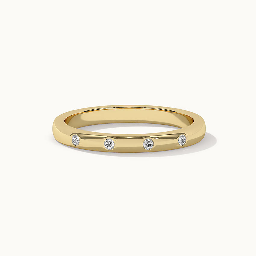 Stackable Station Diamond Band, 14K Solid Gold, 1/20 ct Lab Grown Diamond-3