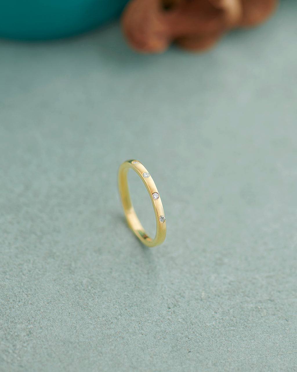 Stackable Station Diamond Band, 14K Gold Vermeil, 1/20 ct Lab Grown Diamond-6