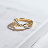 Chain-Link Diamond Ring, 14K Gold Vermeil, 1/6 ct Lab Grown Diamond-6