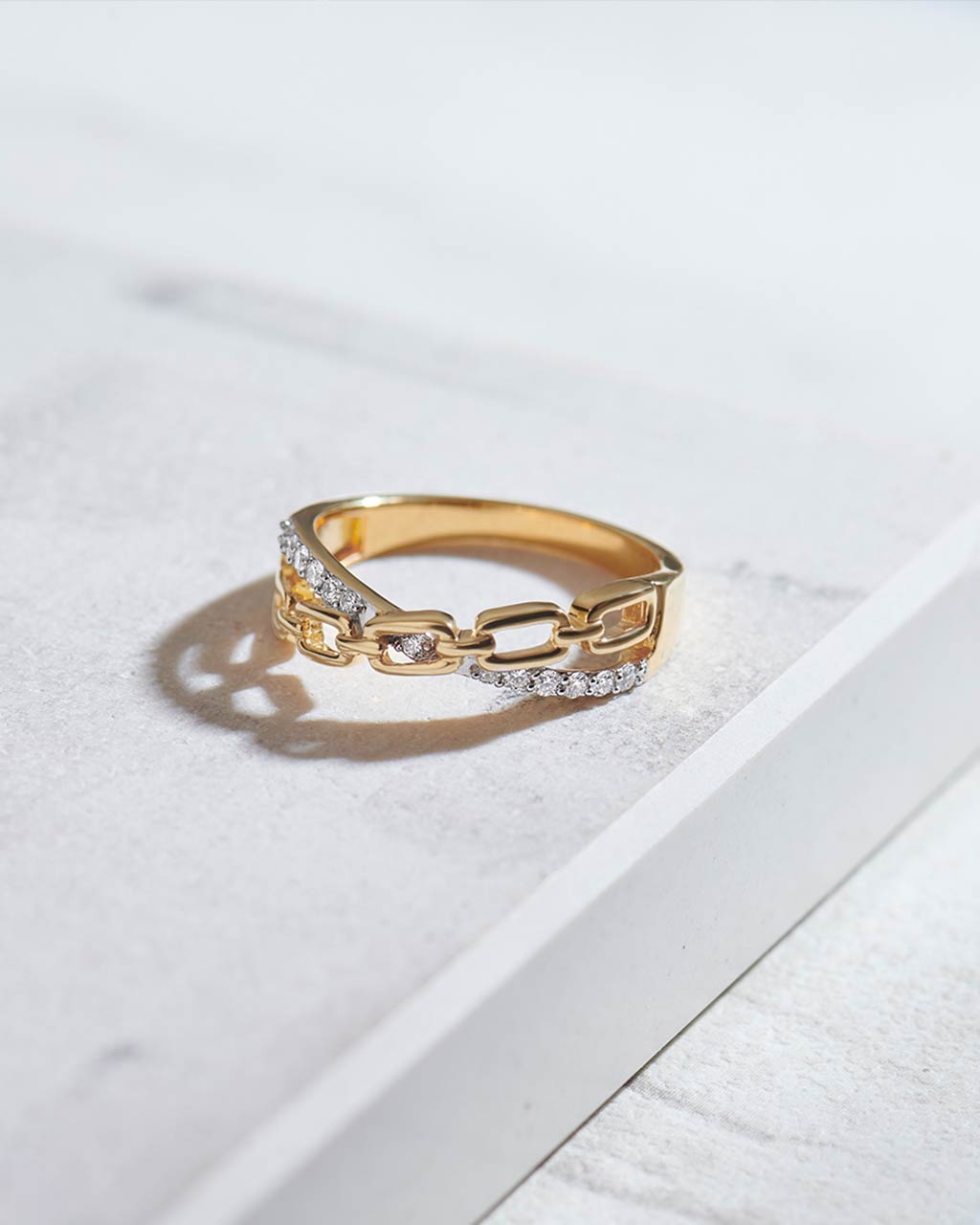 Chain-Link Diamond Ring, 14K Solid Gold, 1/6 ct Lab Grown Diamond-6