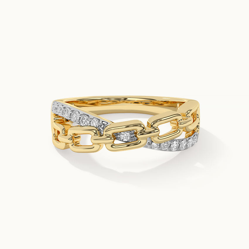 Chain-Link Diamond Ring, 14K Solid Gold, 1/6 ct Lab Grown Diamond-3