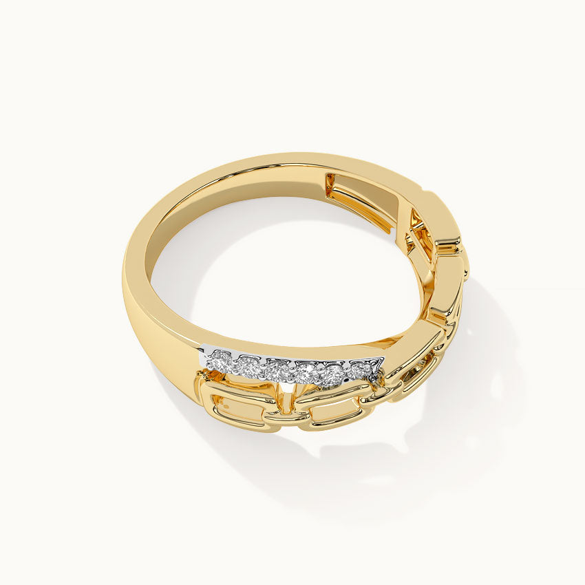 Chain-Link Diamond Ring, 14K Solid Gold, 1/6 ct Lab Grown Diamond-8
