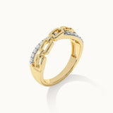 Chain-Link Diamond Ring, 14K Solid Gold, 1/6 ct Lab Grown Diamond-7