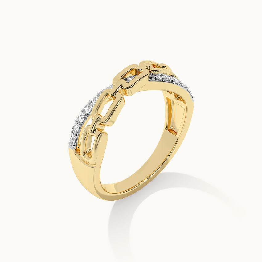 Chain-Link Diamond Ring, 14K Solid Gold, 1/6 ct Lab Grown Diamond-7