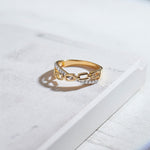 Chain-Link Diamond Ring, 14K Gold Vermeil, 1/6 ct Lab Grown Diamond-1