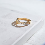 Chain-Link Diamond Ring, 14K Gold Vermeil, 1/6 ct Lab Grown Diamond-1