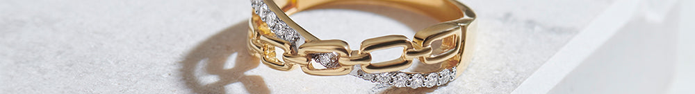 Chain-Link Diamond Ring, 14K Solid Gold, 1/6 ct Lab Grown Diamond-1