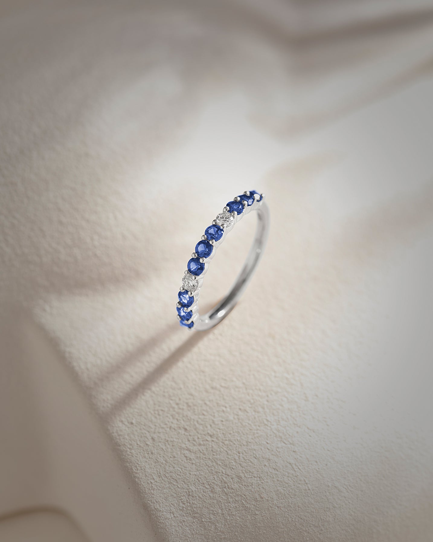 Created Sapphire & Diamond Band, Sterling Silver, 1/8 ct Lab Grown Diamond-8