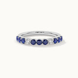 Created Sapphire & Diamond Band, Sterling Silver, 1/8 ct Lab Grown Diamond-7