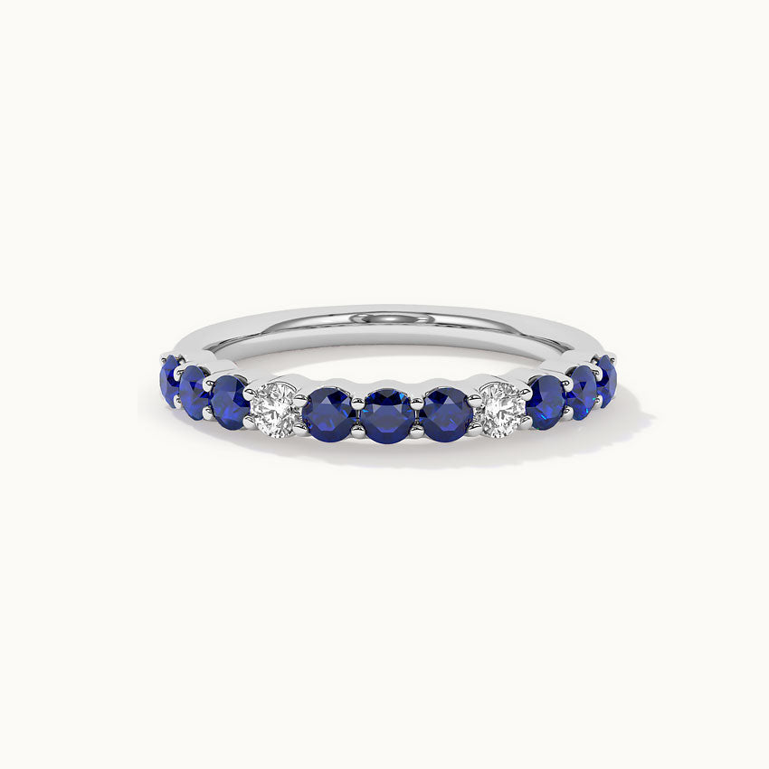 Created Sapphire & Diamond Band, Sterling Silver, 1/8 ct Lab Grown Diamond-7