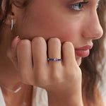 Created Sapphire & Diamond Band, 14K Solid Gold, 1/8 ct Lab Grown Diamond-4