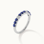 Created Sapphire & Diamond Band, Sterling Silver, 1/8 ct Lab Grown Diamond-3