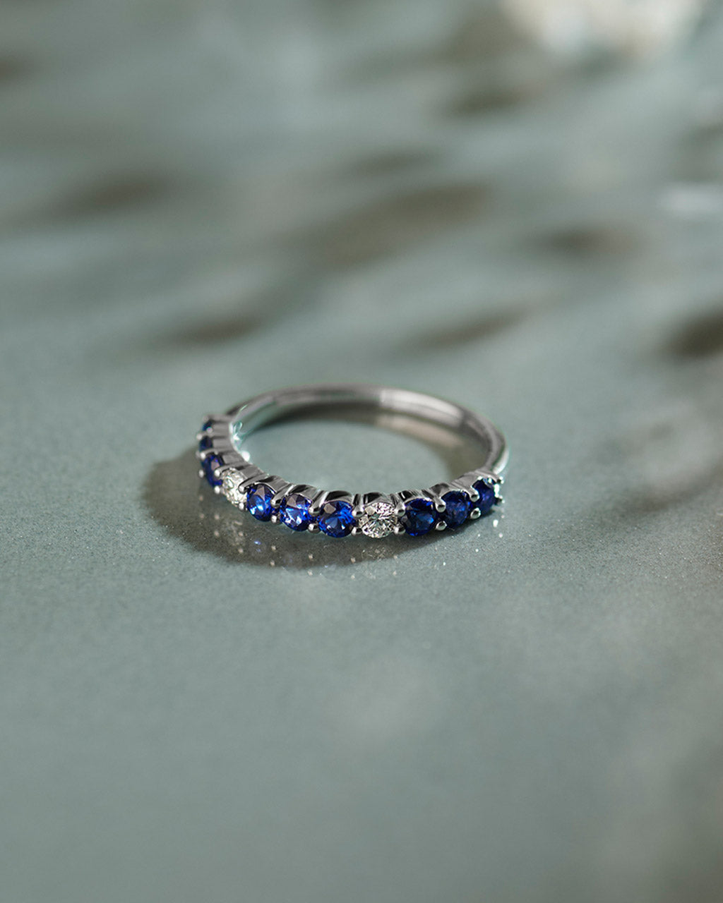 Created Sapphire & Diamond Band, Sterling Silver, 1/8 ct Lab Grown Diamond-9