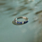 Created Sapphire & Diamond Band, 14K Solid Gold, 1/8 ct Lab Grown Diamond-1