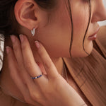 Created Sapphire & Diamond Band, Sterling Silver, 1/8 ct Lab Grown Diamond-6