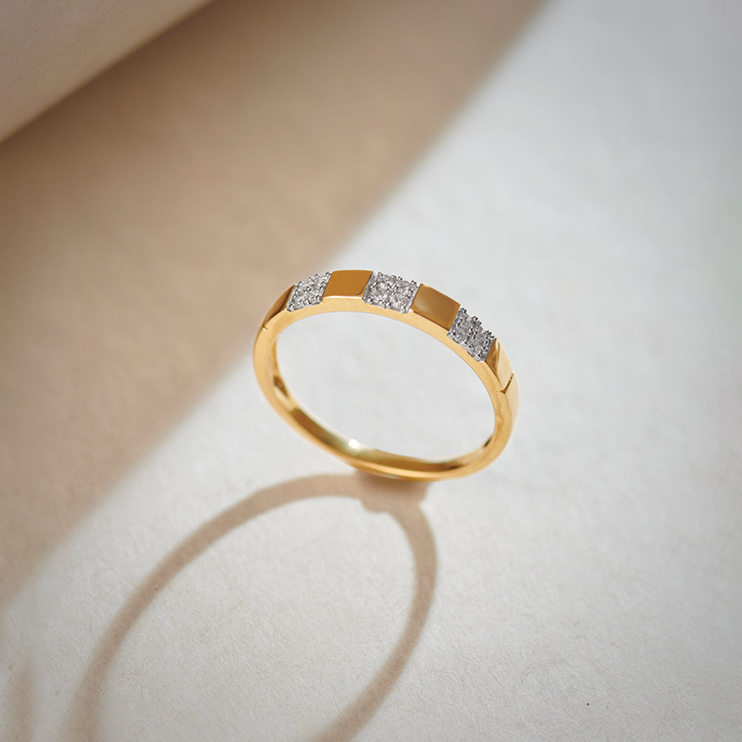 Stationed Stackable Band, 14K Solid Gold, 1/20 ct Lab Grown Diamond-1