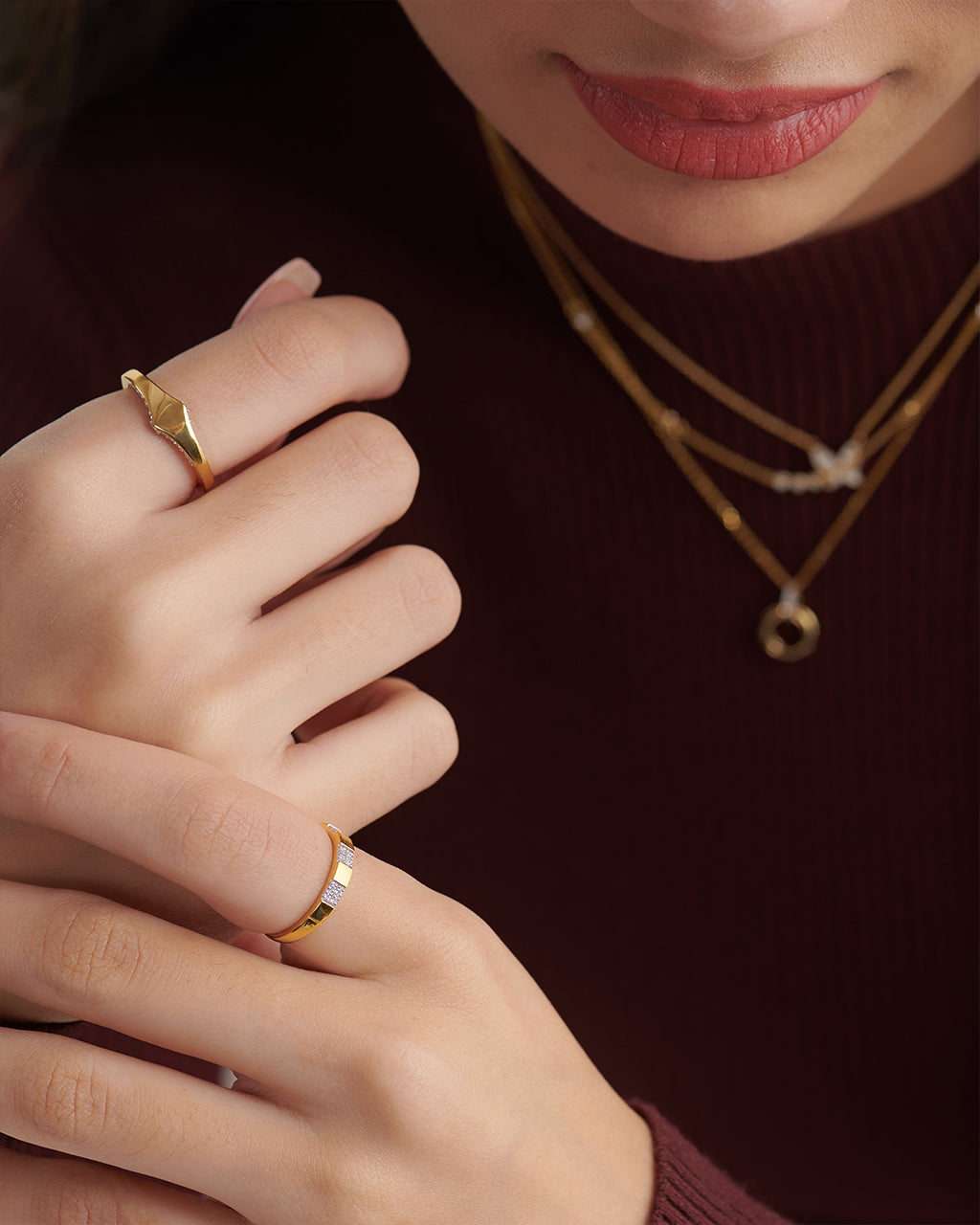 Stationed Stackable Band, 14K Gold Vermeil, 1/20 ct Lab Grown Diamond-4