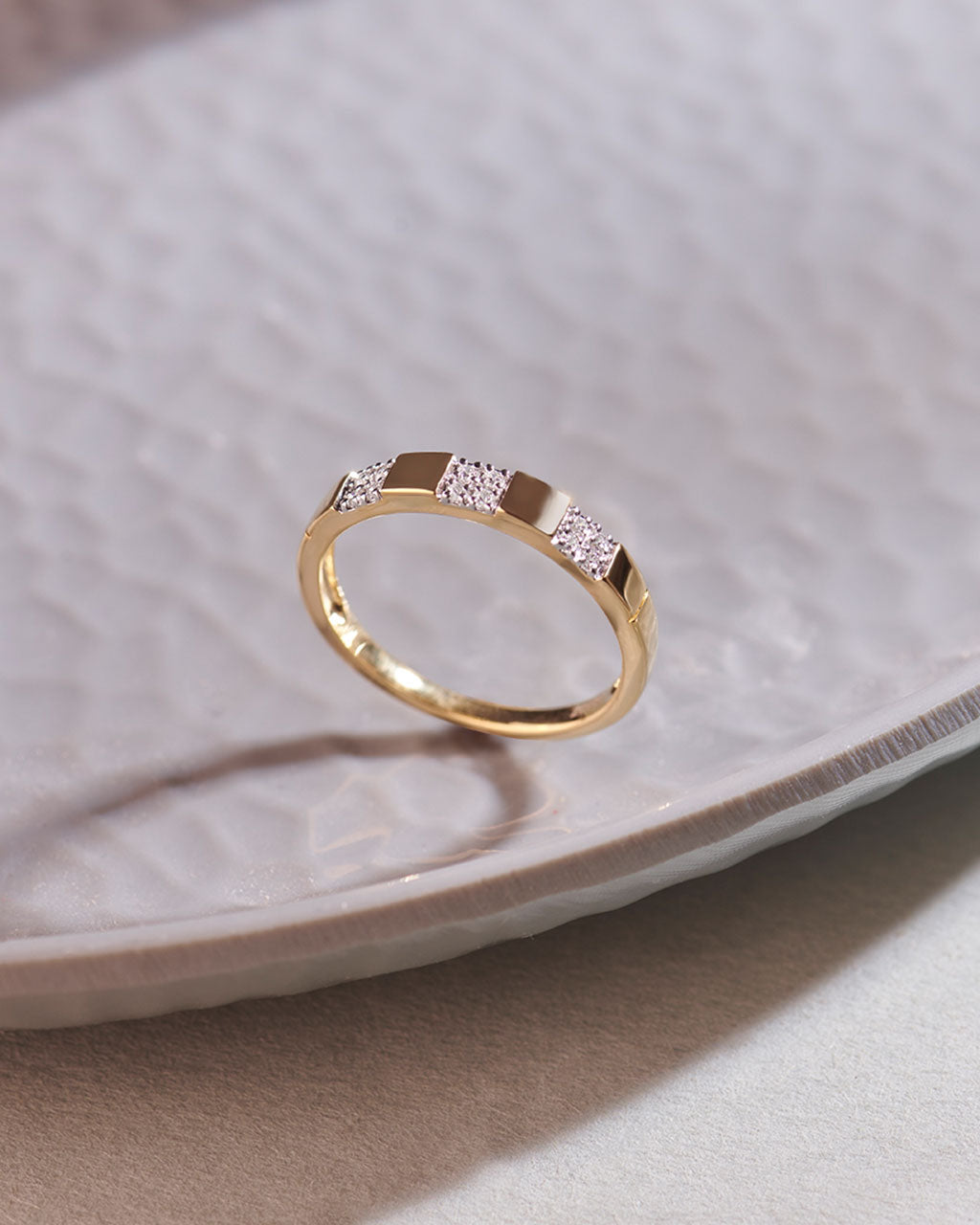 Stationed Stackable Band, 14K Gold Vermeil, 1/20 ct Lab Grown Diamond-5