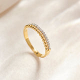 Beaded Diamond Band, 14K Solid Gold, 1/10 ct Lab Grown Diamond-6