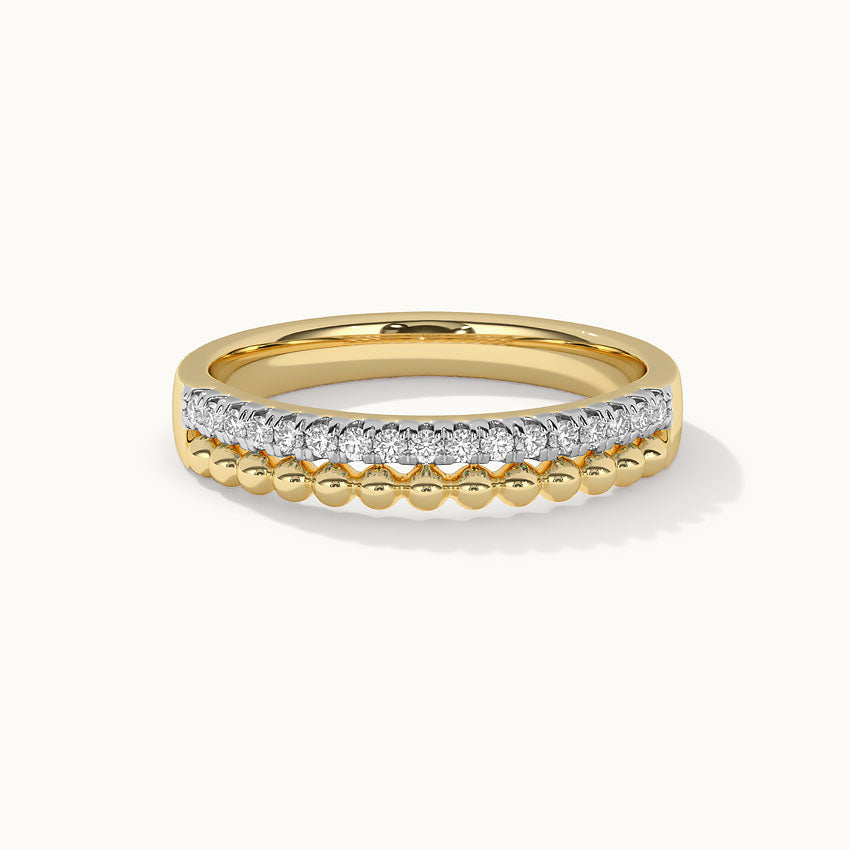 Beaded Diamond Band, 14K Solid Gold, 1/10 ct Lab Grown Diamond-7
