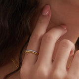Beaded Diamond Band, 14K Solid Gold, 1/10 ct Lab Grown Diamond-2