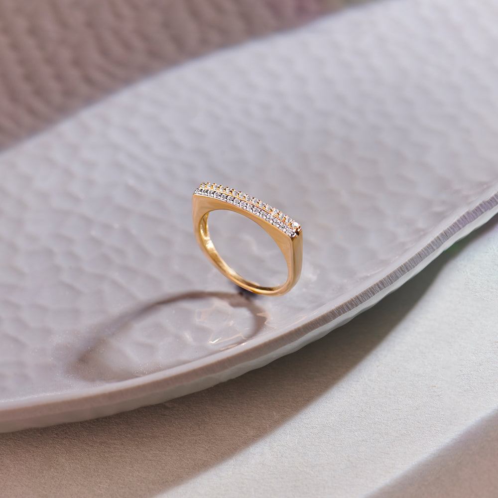 Two-Layered Stackable Diamond Ring, 14K Gold Vermeil, 1/5 ct Lab Grown Diamond-1