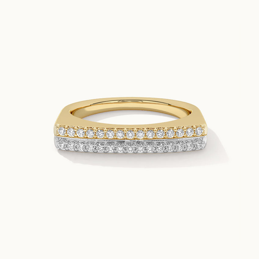 Two-Layered Stackable Diamond Ring, 14K Solid Gold, 1/5 ct Lab Grown Diamond-3