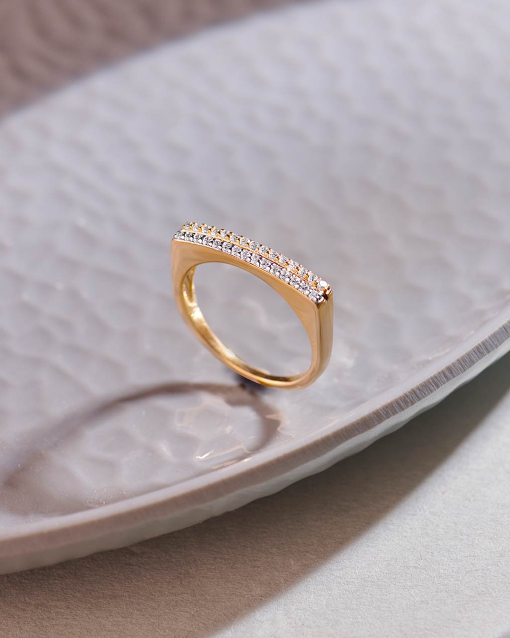 Two-Layered Stackable Diamond Ring, 14K Gold Vermeil, 1/5 ct Lab Grown Diamond-6