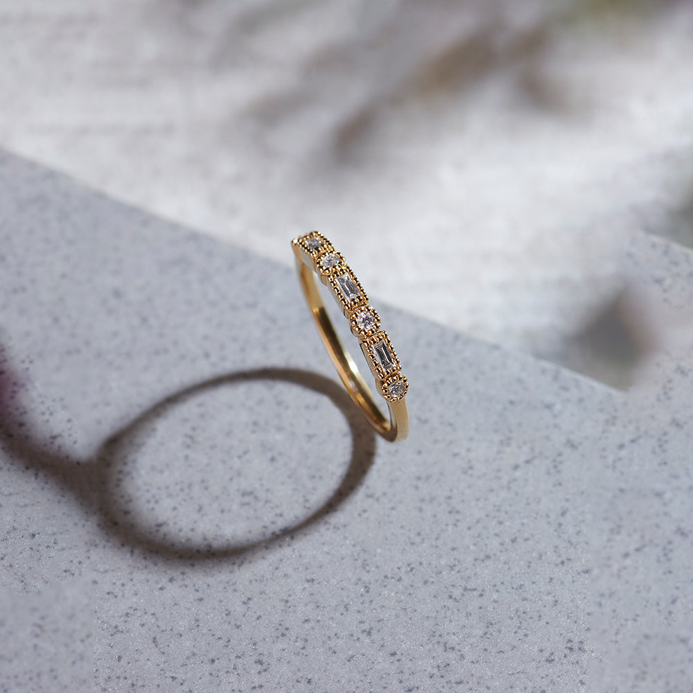 Baguette Diamond Band, 14K Gold Vermeil, 1/6 ct Lab Grown Diamond-1