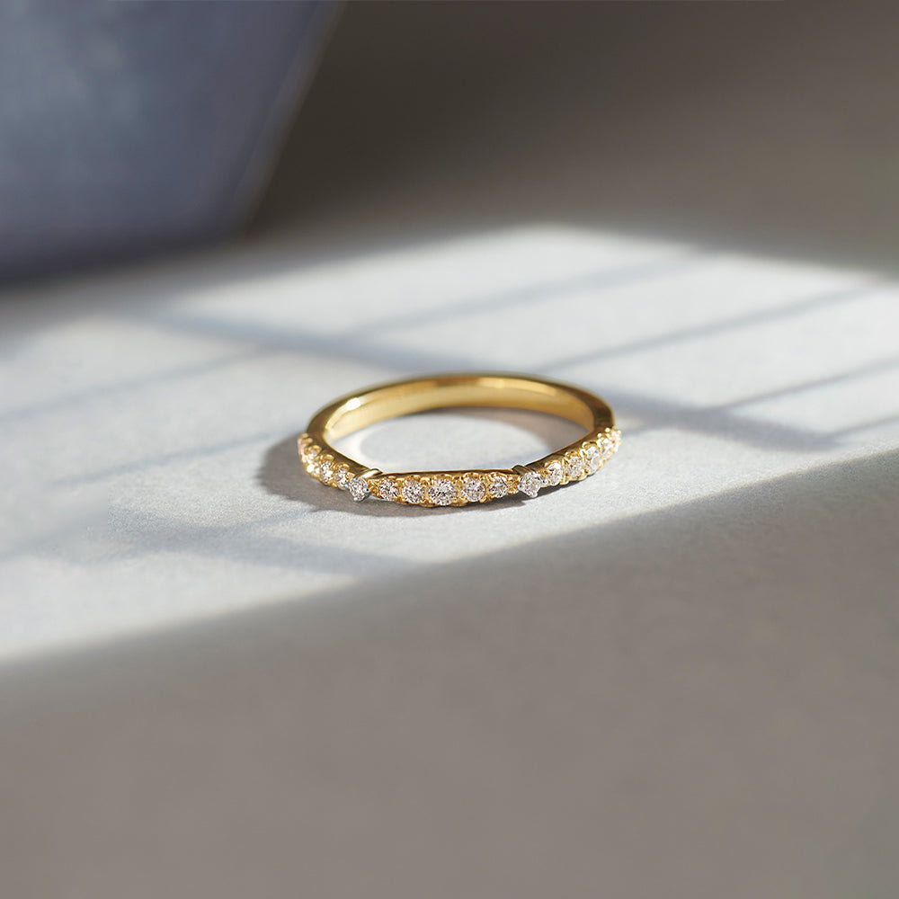 Scalloped Diamond Band, 14K Solid Gold, 1/4 ct Lab Grown Diamond-1