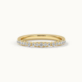 Scalloped Diamond Band, 14K Solid Gold, 1/4 ct Lab Grown Diamond-3
