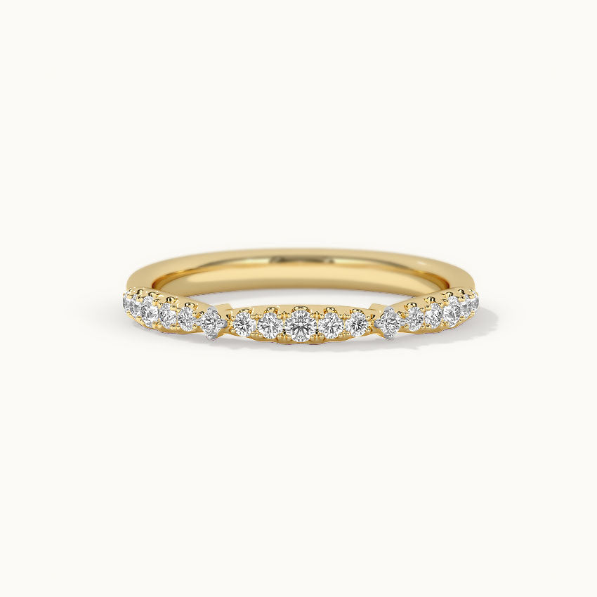 Scalloped Diamond Band, 14K Solid Gold, 1/4 ct Lab Grown Diamond-3