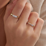 Leafy Diamond Stackable Band, 14K Solid Gold, 1/6 ct Lab Grown Diamond-8