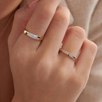 Leafy Diamond Stackable Band, 14K Gold Vermeil, 1/6 ct Lab Grown Diamond-8
