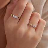 Leafy Diamond Stackable Band, 14K Gold Vermeil, 1/6 ct Lab Grown Diamond-8