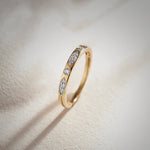 Leafy Diamond Stackable Band, 14K Solid Gold, 1/6 ct Lab Grown Diamond-9