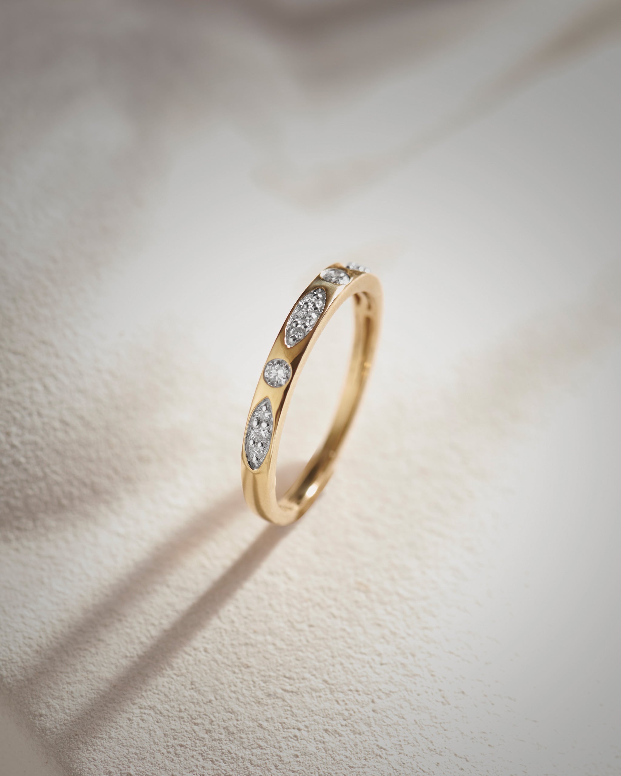 Leafy Diamond Stackable Band, 14K Solid Gold, 1/6 ct Lab Grown Diamond-9