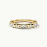 Leafy Diamond Stackable Band, 14K Solid Gold, 1/6 ct Lab Grown Diamond-3
