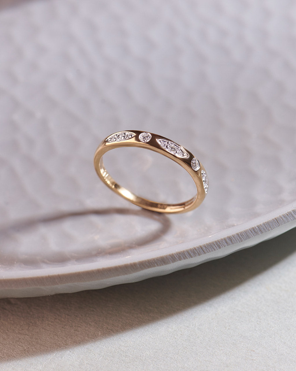 Leafy Diamond Stackable Band, 14K Gold Vermeil, 1/6 ct Lab Grown Diamond-4