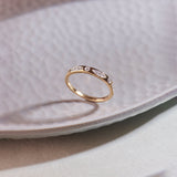 Leafy Diamond Stackable Band, 14K Solid Gold, 1/6 ct Lab Grown Diamond-1