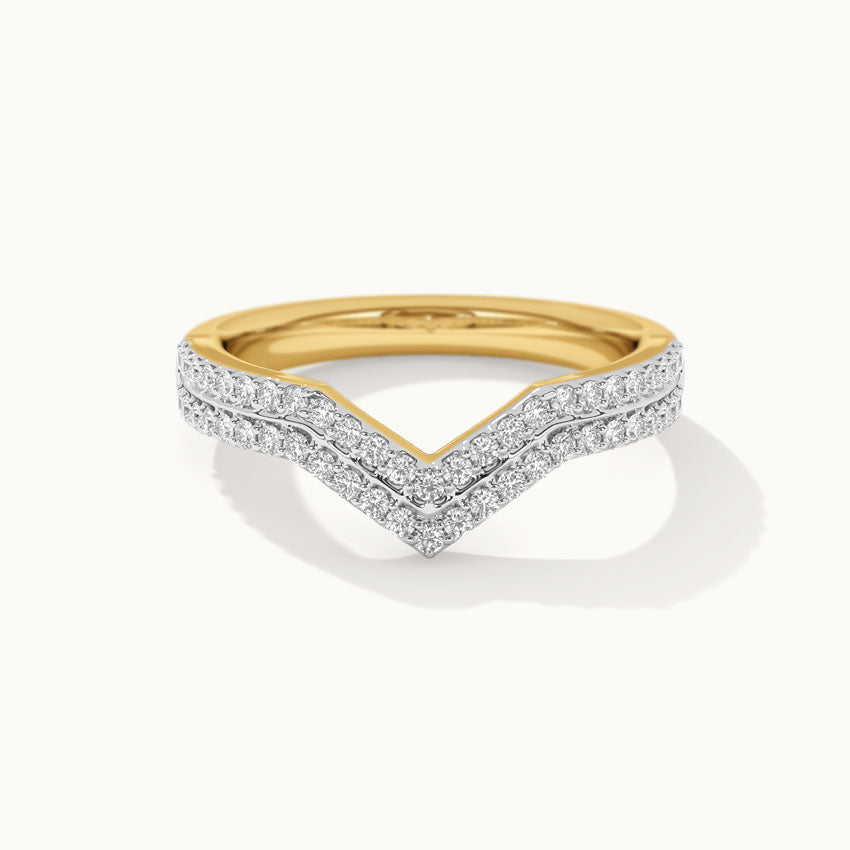 Stackable Chevron Diamond Band, 14K Solid Gold, 1/3 ct Lab Grown Diamond-3