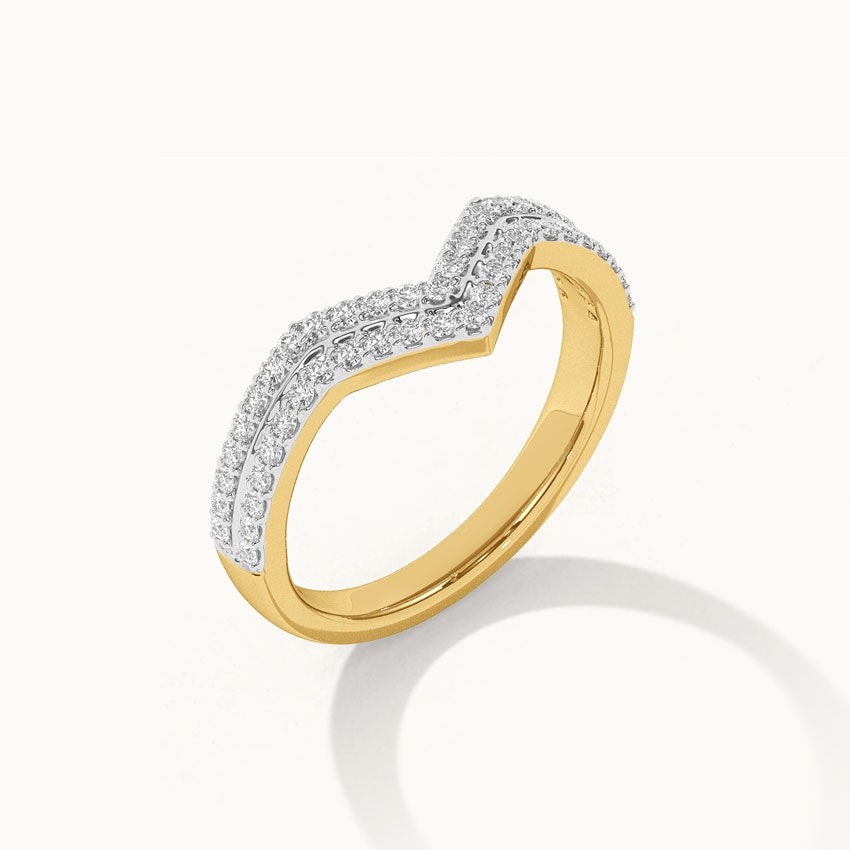 Stackable Chevron Diamond Band, 14K Gold Vermeil, 1/3 ct Lab Grown Diamond-7