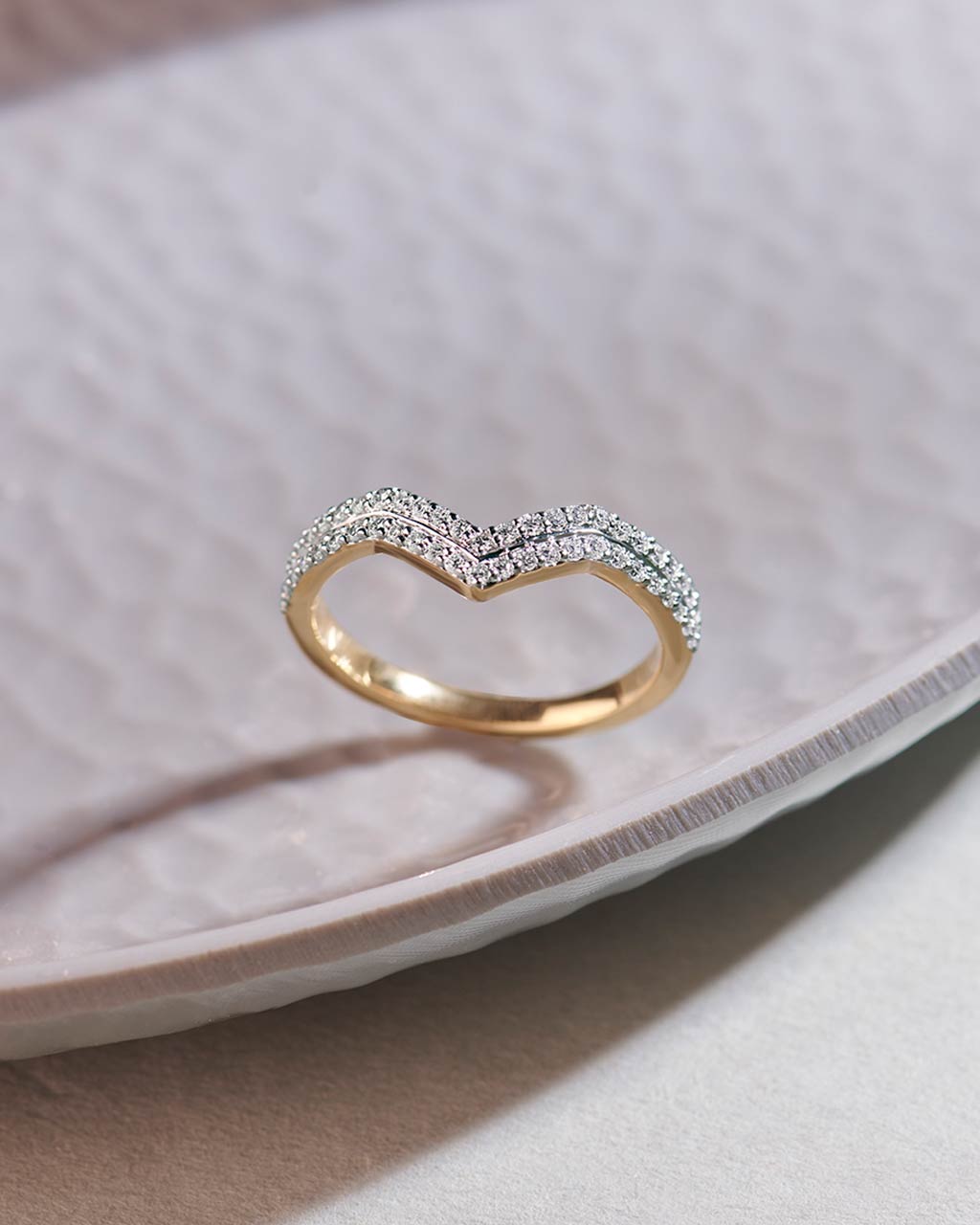 Stackable Chevron Diamond Band, 14K Gold Vermeil, 1/3 ct Lab Grown Diamond-6