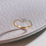 Stackable Chevron Diamond Band, 14K Solid Gold, 1/3 ct Lab Grown Diamond-6