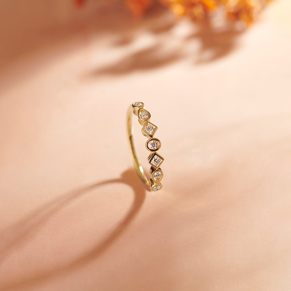 Dainty Geometric Stackable Diamond Band, 14K Gold Vermeil, 1/5 ct Lab Grown Diamond-1