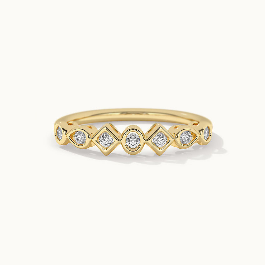 Dainty Geometric Stackable Diamond Band, 14K Solid Gold, 1/5 ct Lab Grown Diamond-2