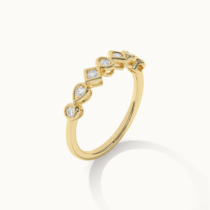Dainty Geometric Stackable Diamond Band, 14K Solid Gold, 1/5 ct Lab Grown Diamond-6