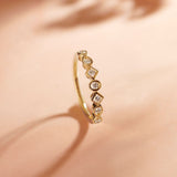 Dainty Geometric Stackable Diamond Band, 14K Solid Gold, 1/5 ct Lab Grown Diamond-5