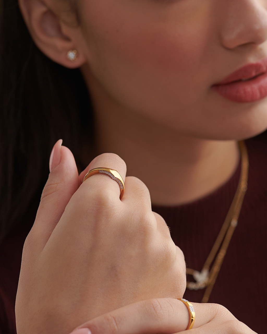 Diamond Signet Ring, 14K Solid Gold, 1/4 ct Lab Grown Diamond-2
